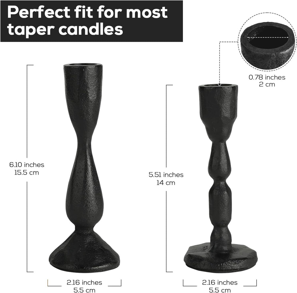 Black Taper Candle Holders Set of 2 Vintage Iron Black Candlestick Holder