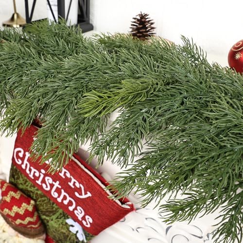 Artgar 6 Ft Realistic Christmas Cedar Garland, Thick Faux Green Garland