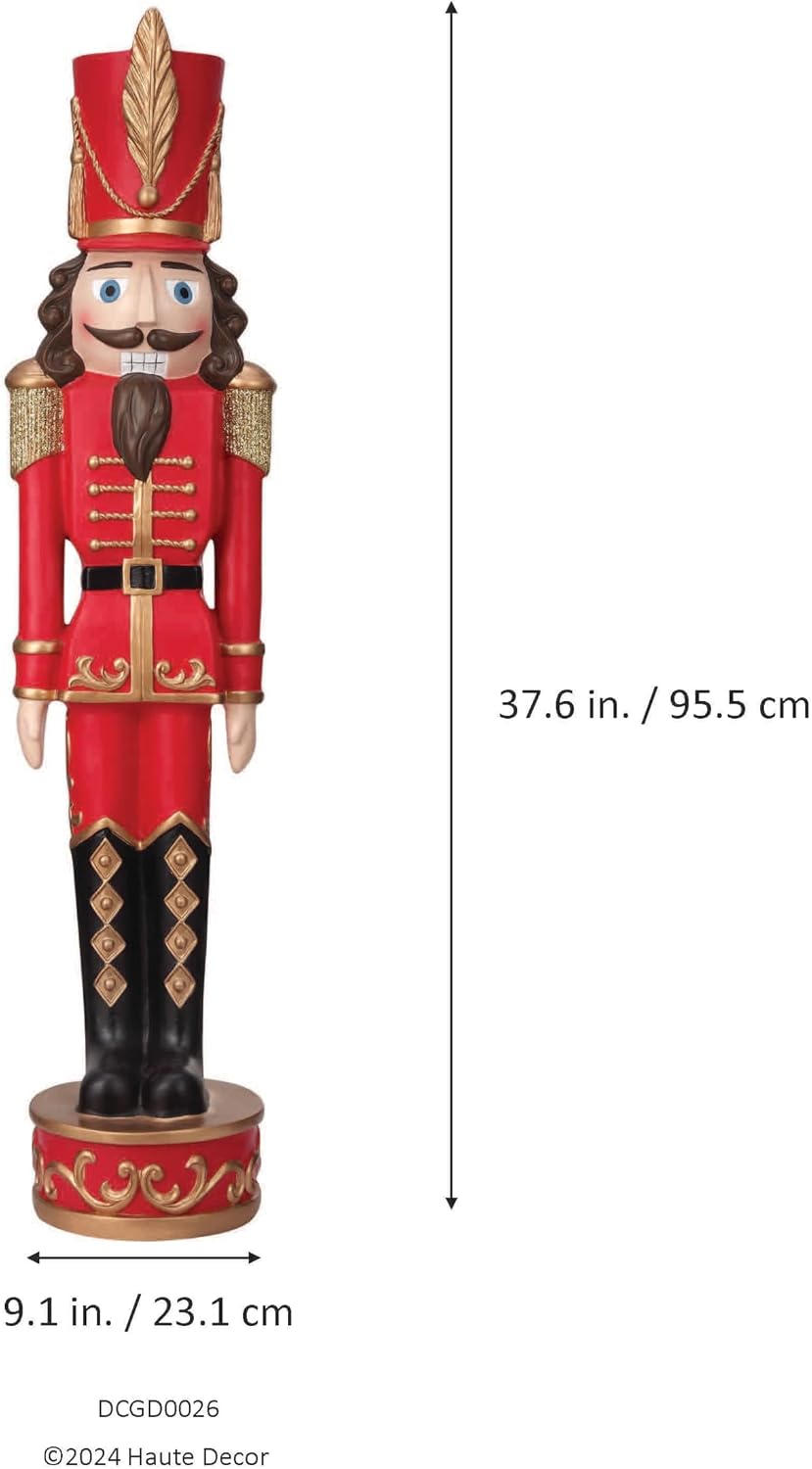 haute decor christmas nutcracker - red, gold (37, side view
