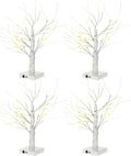 Macarrie 4 Pcs Lighted Birch Trees Tabletop Christmas Decor,18 Inch