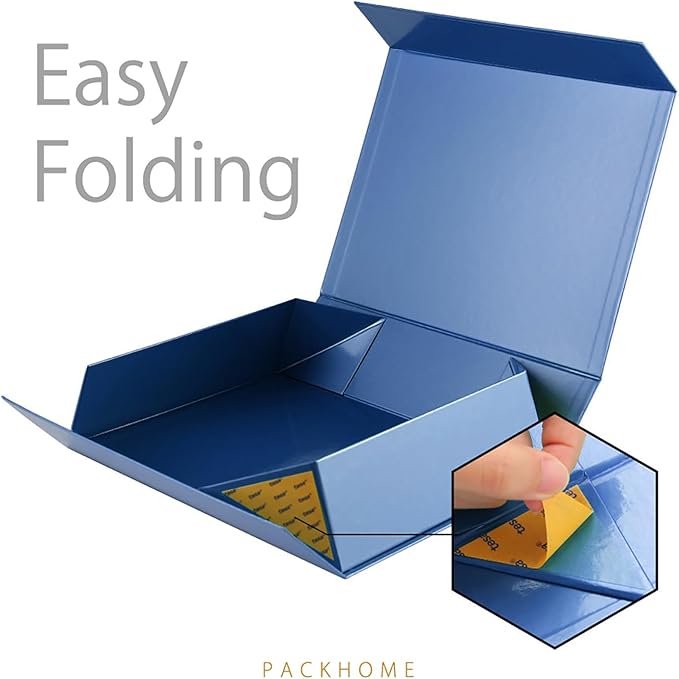 PACKHOME 6 Large Gift Boxes 13.5x10x3.5 Inches, Sturdy Shirt Boxes with Magnetic Lids for Multiple Occasions (Glossy Blue)