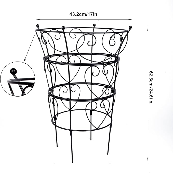 Large Obelisk Trellis Peony Cage 24.6x17 Inches - Premium Metal Plant Support for Outdoor Gardens, Easy Assembly, Sturdy Design, Perfect for Climbing Plants