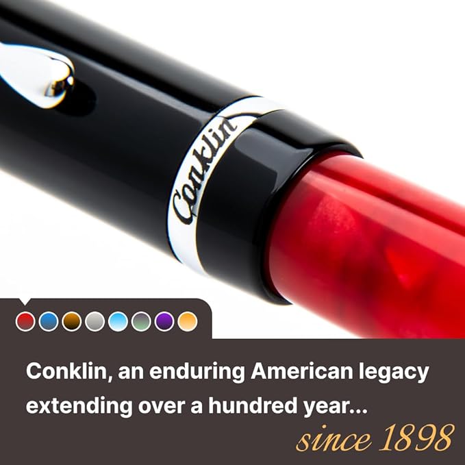 Conklin Duragraph Fountain Pen Red Nights - Flex Nib, Dynamic Writing Tool with Bold Red Finish