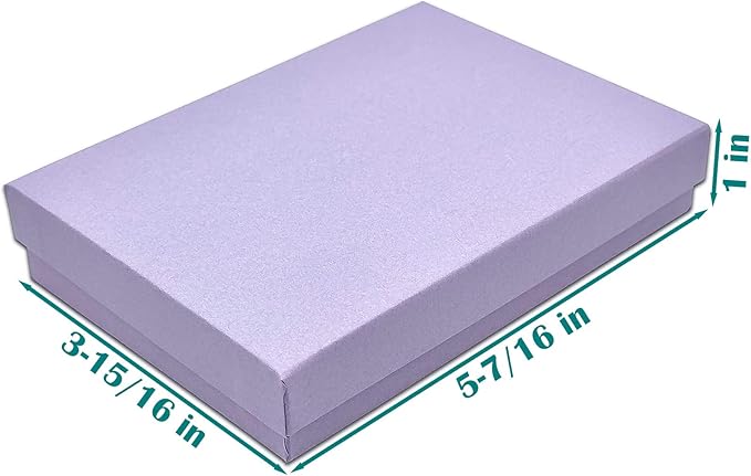 TheDisplayGuys - 25-Pack #53 Kraft Paper Cardboard Gift Boxes/Jewelry Cases w. Cotton Padding & Lid - Light Lavender - (5.4" x 3.9" x 1.0")