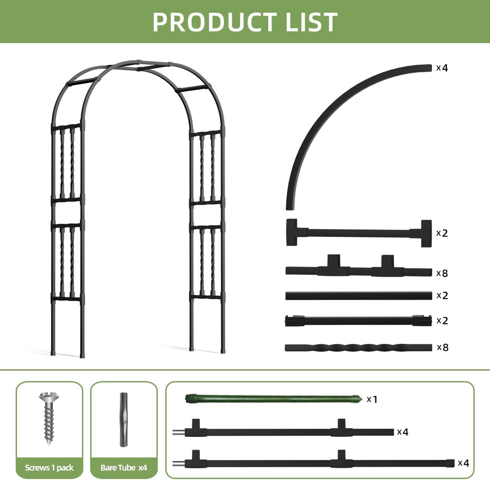 Square Tube Metal Garden Arch Trellis for Climbing Plants,4.9x7.9FT