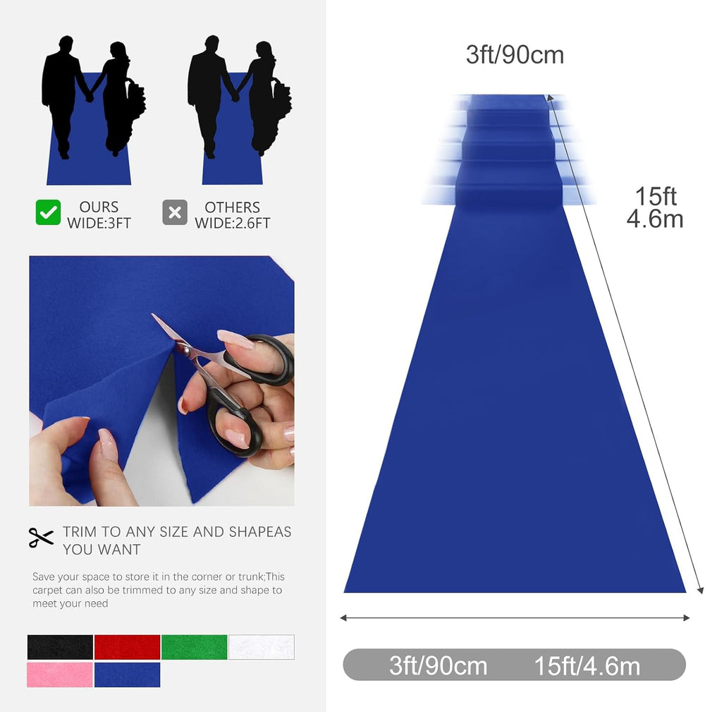 VOK Blue Aisle Runner Carpet Rugs for Partys & Events, Premium 160 GSM Fe...