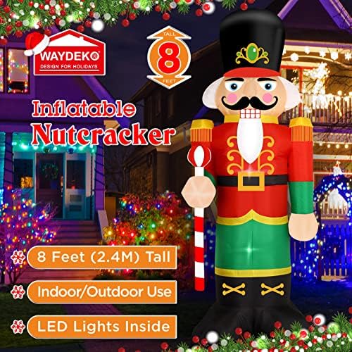 Christmas Inflatable Nutcracker Soldier Yard Decoration Lighted Blow Up Christmas Garden Lawn Decor 8 Feet (Nutcracker-3)