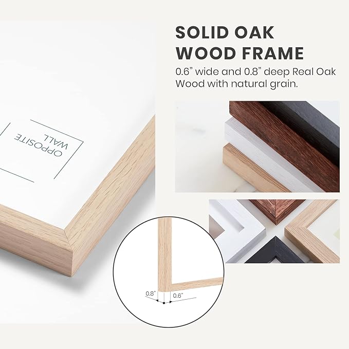 Opposite Wall - 12x16 in - Natural Solid Oak Wood Picture Frame - Lightweight, Versatile & Shatterproof - Wall Hanging Poster or Photo Frame - Wall Decor for Office, Gallery & Home