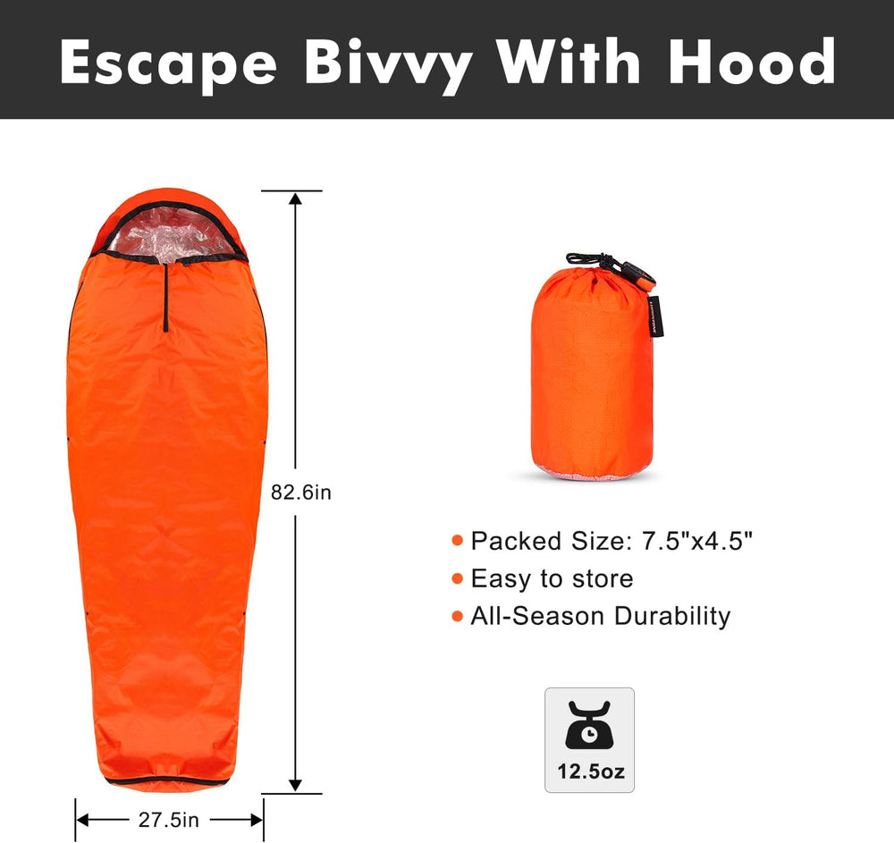 Emergency Sleeping Bag Thermal Bivvy, Lightweight Survival Sleeping Bags Ther...