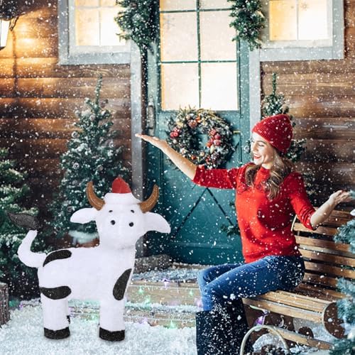 Bshine Lighted Christmas Cow Decor, Pre Lit LED Holiday Display