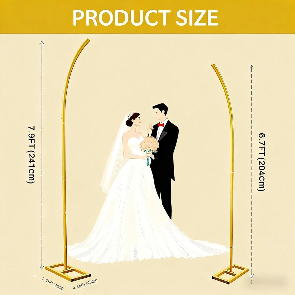 7.9FT&6.7FT Half Arch Balloon Stand with Base, Metal Wedding Arch Stand