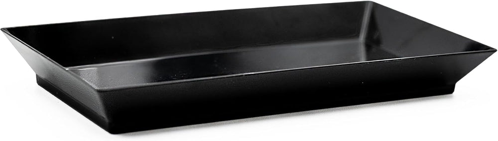 50ct Small 5" Black Rectangle Dessert Plastic Plates | CMJJ