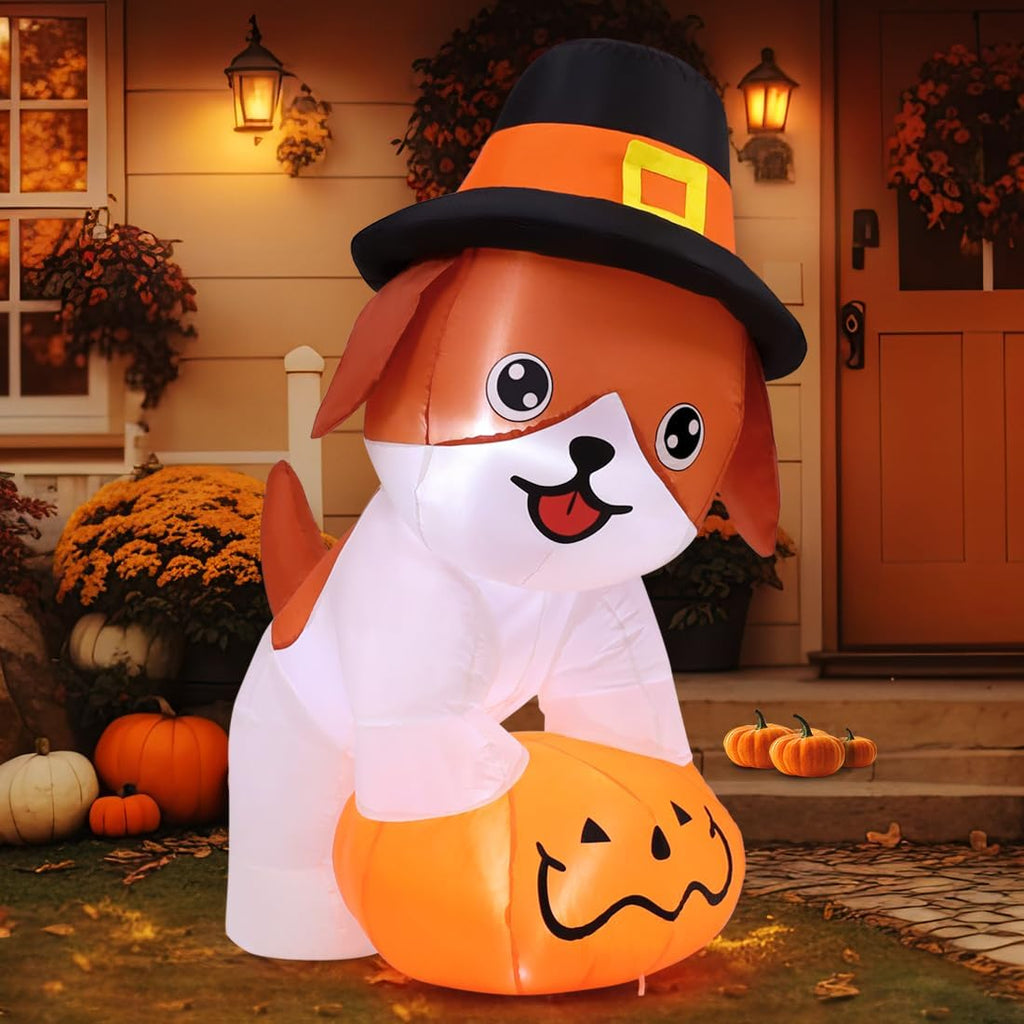 goosh 5.2 ft thanksgiving inflatables dog outdoor decorations, close-up detail