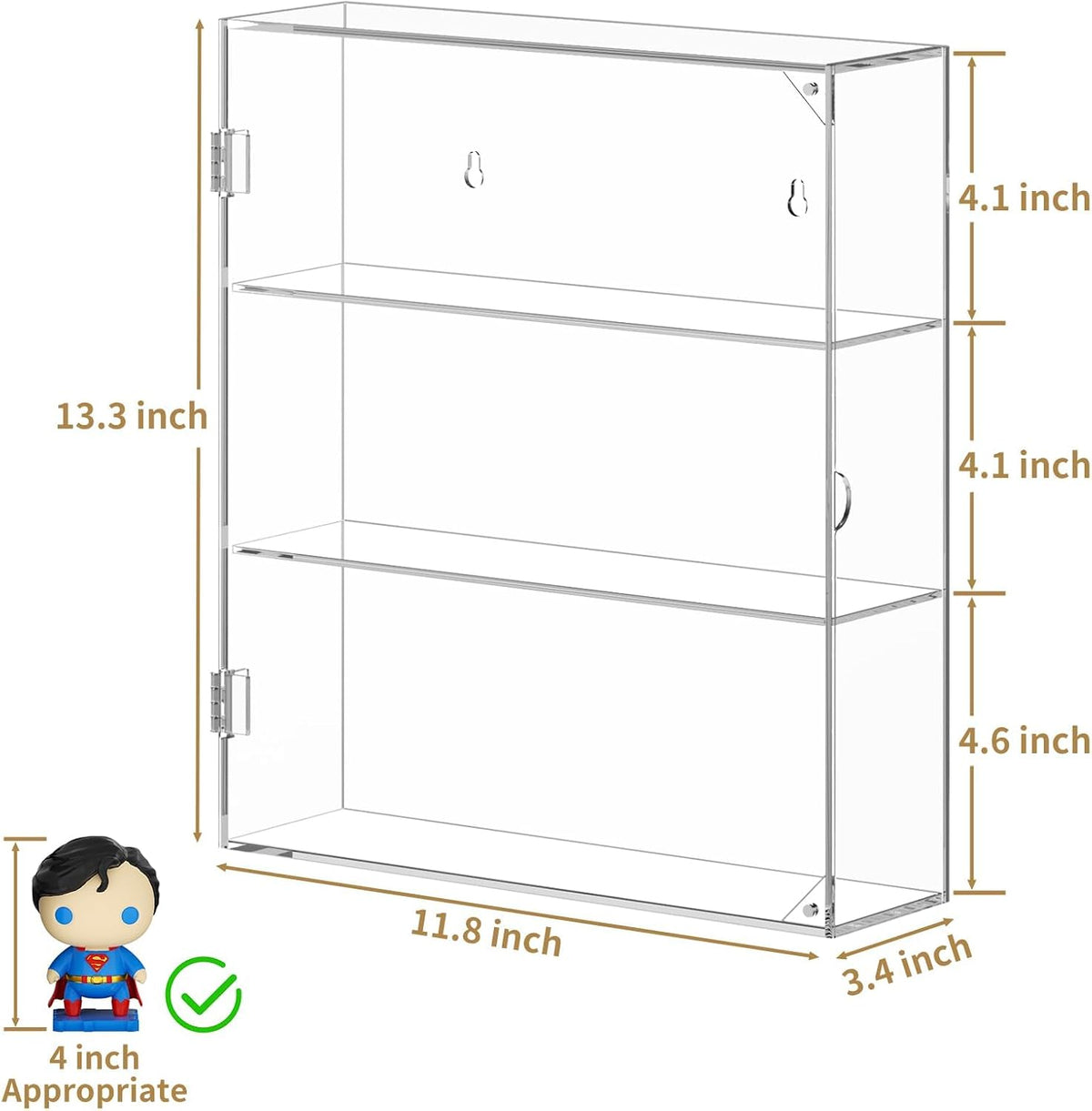 NIUBEE Acrylic Display Case for Figures, Dustproof Clear Wall Mount/Desktop