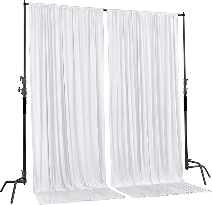 AK TRADING CO. 10 feet Wide x 12 feet Long IFR Polyester Backdrop Drapes Curtains Panels with Rod Pockets - Wedding Ceremony Party Home Window Decorations - (White)
