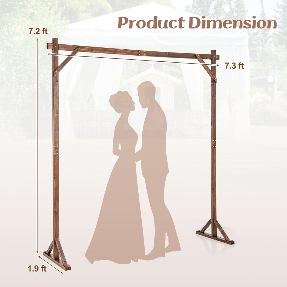 Moccha Wedding Arch, 7.2 FT Wooden Arch Backdrop Stand, Outdoor Archway Pergo...