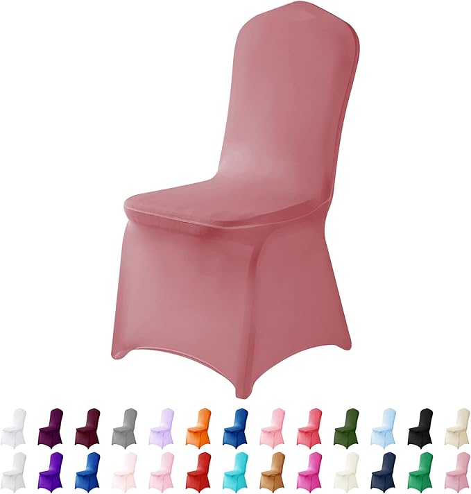 Spandex Chair Covers, 12PCS, Removable Washable Protector Stretch Covers for Living Room, Party, Banquet, Wedding, Hotel (Dusty Pink)