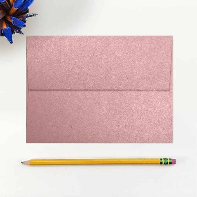 LUXPaper A7 Invitation Envelopes | Peel & Press | 5 1/4" x 7 1/4" | Misty Rose Metallic - Sirio Pearl | 84lb. Text | 1,000 Qty