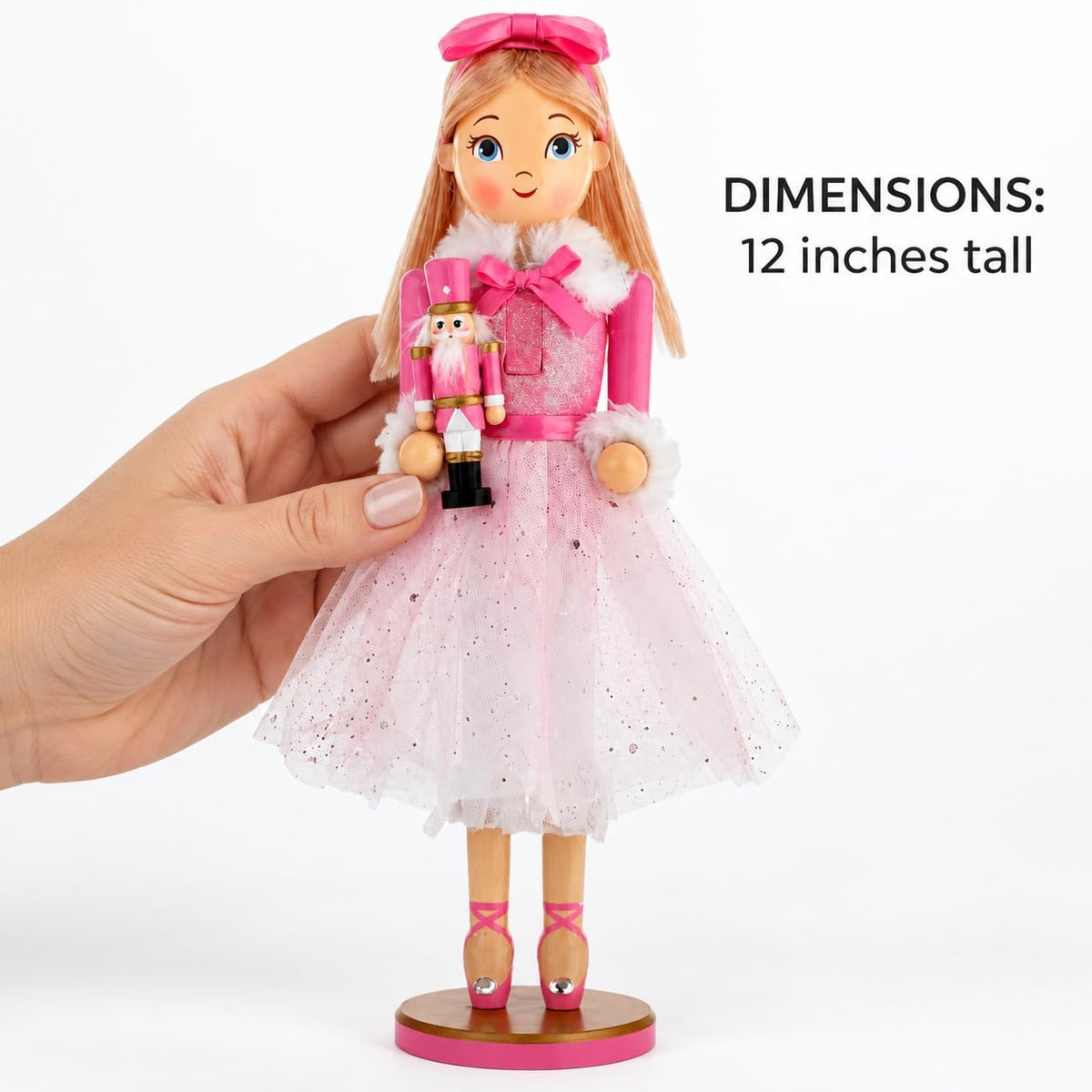 the bridge collection clara ballerina nutcracker & doll, close-up detail