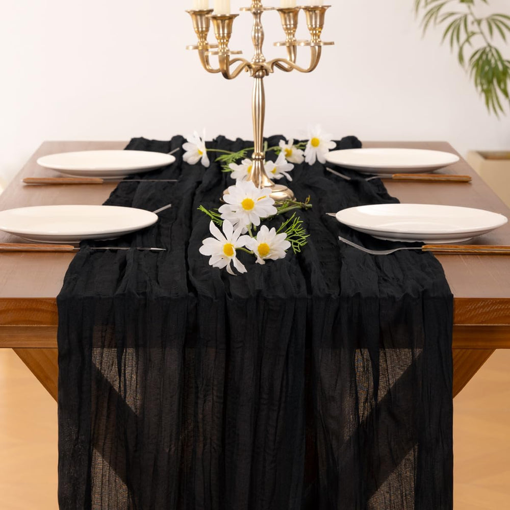 Black Table Runner Halloween Fall Cheesecloth Wedding Birthday Party Decor