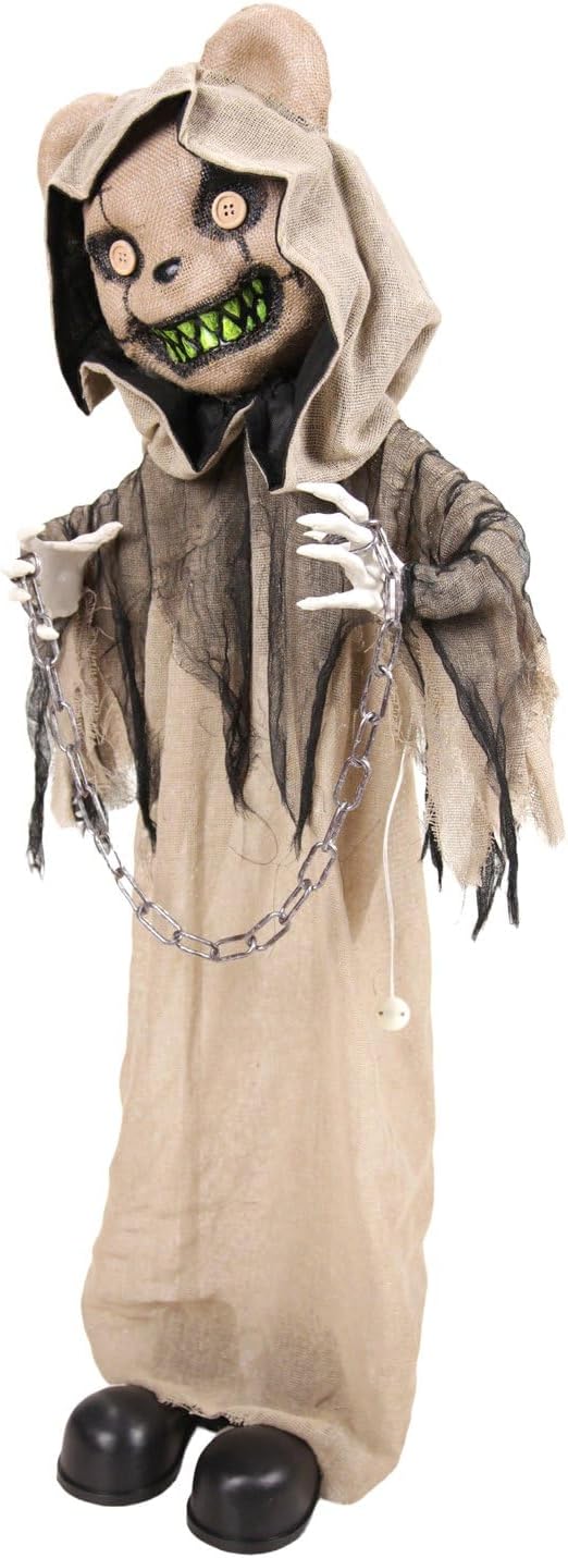 Haunted Hill Farm 3.3-Ft. Burlap Bear Halloween Animatronic