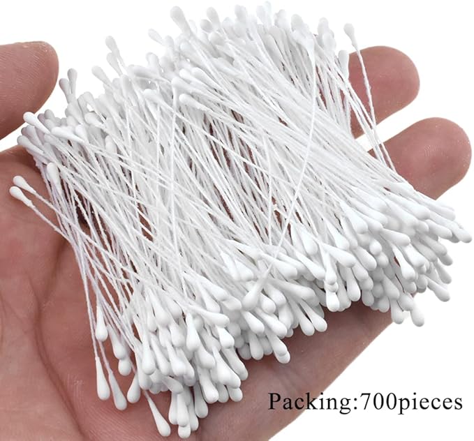 HAHIYO 700Pcs 2mm White Matte Double Heads Flower Stamen Pistil for Flower Making Scrapbook Decoration - Handmade Artificial Flower Pistil Matt-Like Floral Stamens Flowers Pollen Stamen