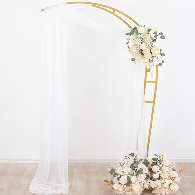 Socomi White Sheer Wedding Arch Draping Fabric 29" x 20Ft 4 Panels Outdoor Curtain Drapes Extra Long for Bridal Baby Shower Ceremony Birthday Party Decor