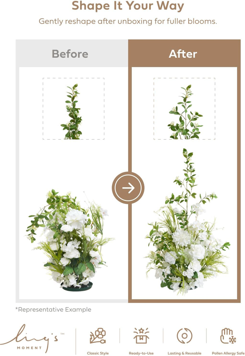 Ling's moment Large Free-Standing Flowers, Wedding Arch, 36", 2pcs, ...