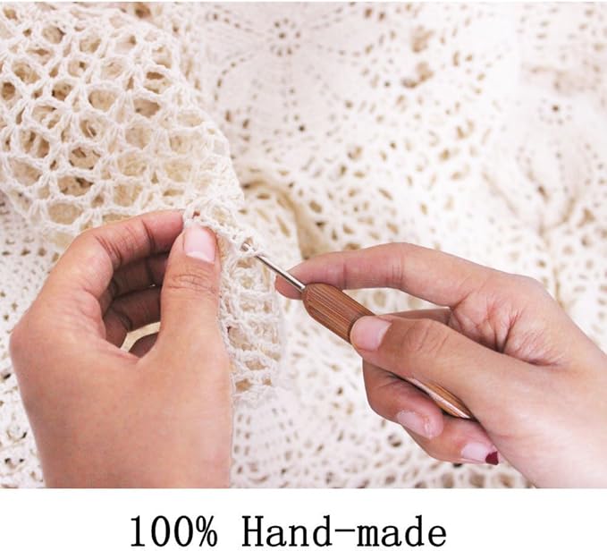 KEPSWET Cotton Handmade Crochet Lace Table Runner White Rectangle Coffee Table Dresser Decor (14x84 inch)
