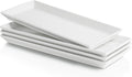 Sweese Porcelain Serving Platters 11.7 Inch - Elegant White Rectangular Plates, Set of 4 for Parties, Sushi, Appetizers