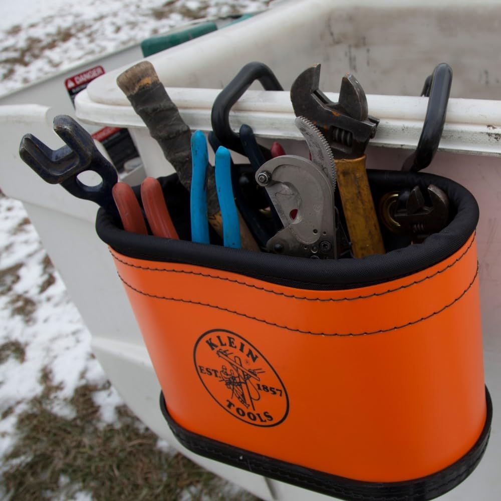 Klein Tools 5144BHB Oval Hard-Body Bucket with Kickstand, 15-Pocket