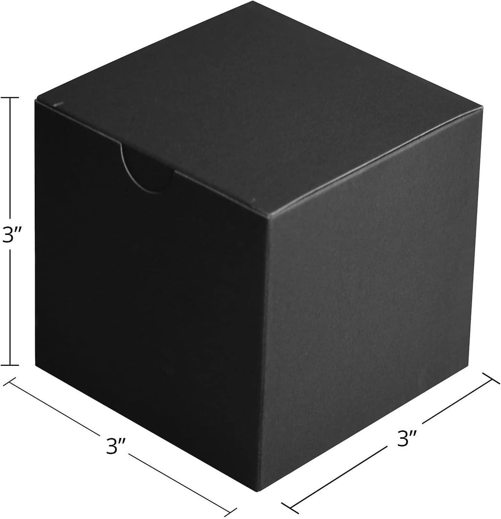 small black gift boxes 3x3x3 black kraft paper shown in use