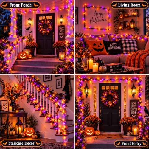 ozs connectable 2-pack 164ft 400led halloween string lights, close-up detail