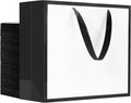 EUSOAR White&Black Gift Bags, 50pcs 12.5"x4.5"x11" Paper Wrap Bags with Handles, Multiple Themes for Birthday, Wedding, Christmas