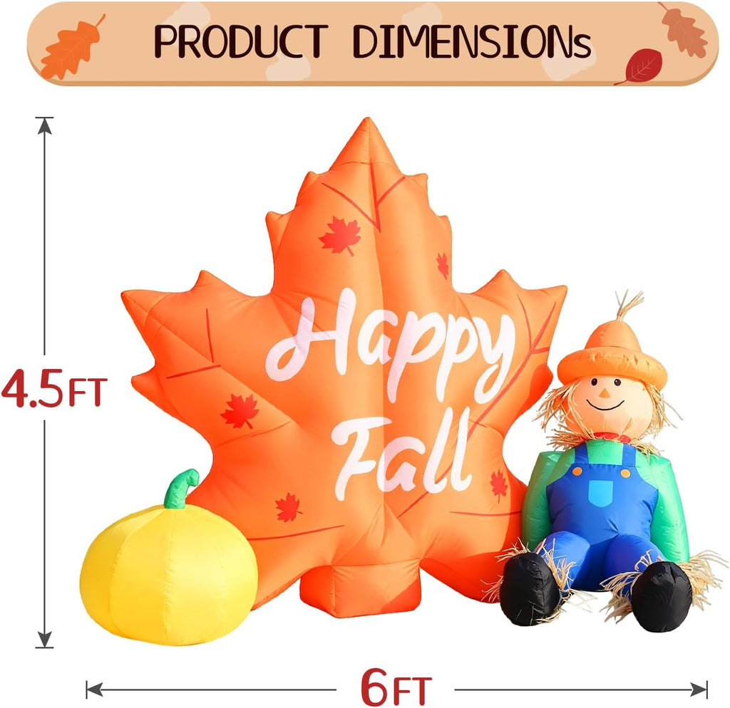 domkom 6 ft fall inflatable outdoor decoration, happy shown in use