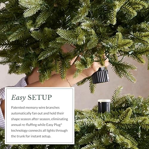 Balsam Hill 9ft Pre-Lit Alpine Balsam Fir - Sparse Artificial Christmas Tree with 600 Clear LED Fairy Lights, Pre-Fluffed Memory Wire Branches & Easy Plug Technology for Statement Spaces
