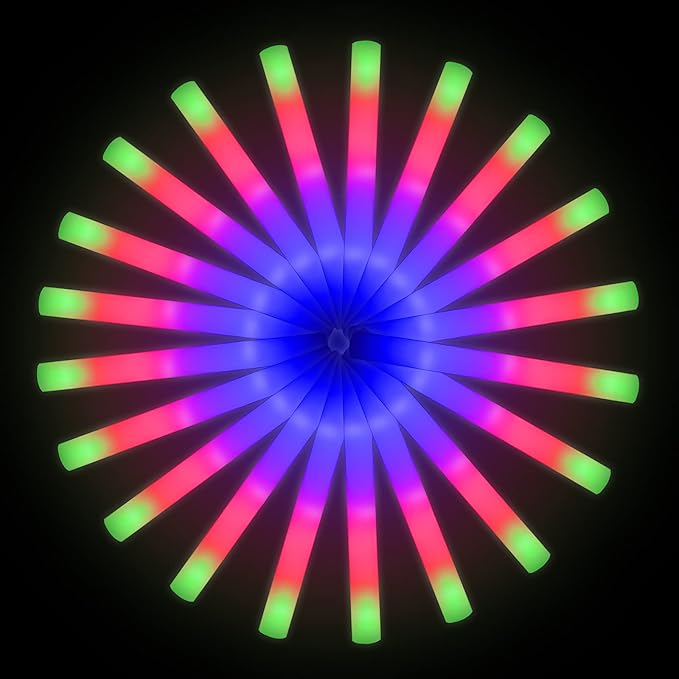 LifBetter 112 pcs Glow Foam Sticks, LED Glow Sticks 3 Modes Colorful Flashing, Foam Glow Sticks Bulk, Glow In The Dark Party Supplies for Weddings Parties Festivals Raves Concerts Sporting Events (118 pcs)