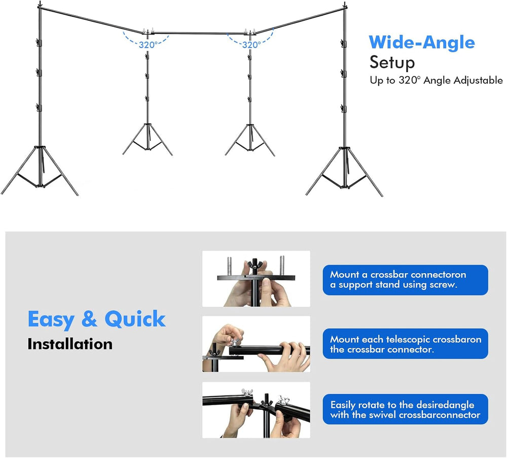 SLOW DOLPHIN Photo Video Studio 30ft (Wide) x 10ft (Tall), Degree Crossbar Ro...
