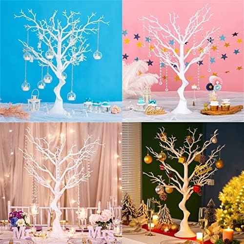 Sziqiqi White Artificial Tree Centerpiece for Weddings, Parties, Christmas - 1 Trunk + 10 Branches, Easy Assembly