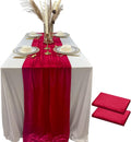 Luxurious Velvet Table Runner, 10ft Wedding Reception Decorations, 20x120inch Soft Velvet Fabric, Table Linen Overlay, Wedding Table Runners (Red, 20X120inch, 2pack)