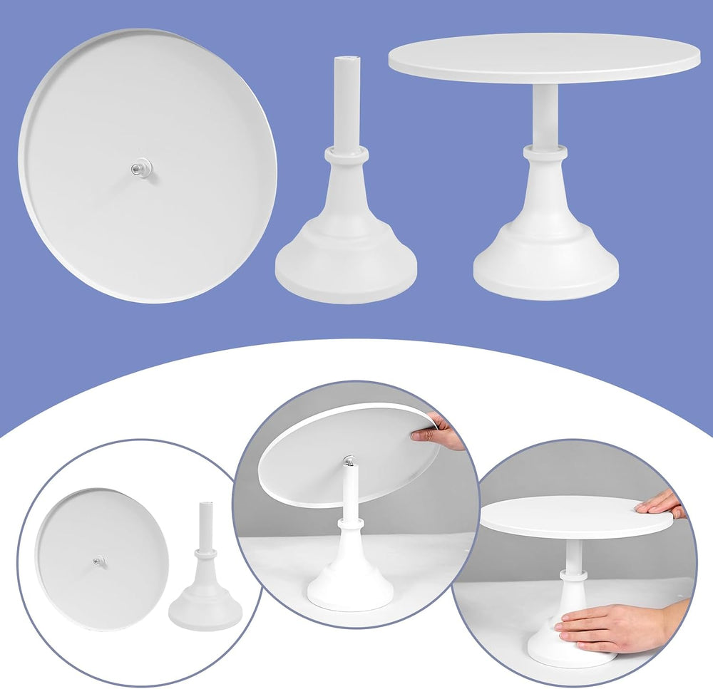 3 Piece White Cake Stand,8/10/12 Inch,Metal Round Cake Holder