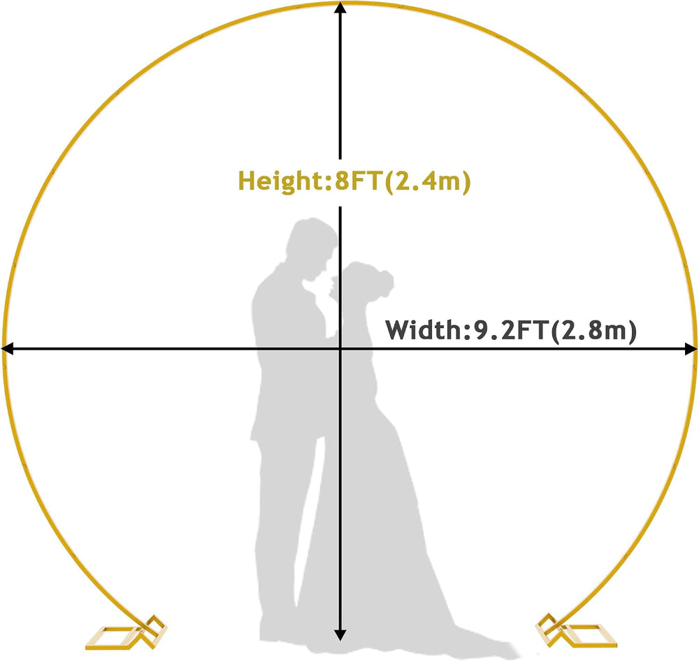 9.2 FT Large Circle Balloon Arch Stand Gold Metal Round Arch Backdrop Stand f...
