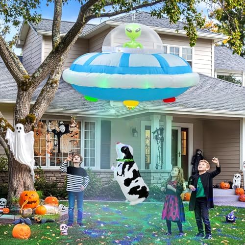 OurWarm 4FT Halloween Inflatables Outdoor, Alien Blow Up Yard Decorations