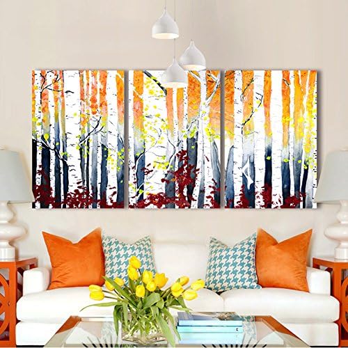 wall26 - 3 Piece Canvas Wall Art - White Birch Trees - Watercolor Painting Style Modern Home Art - 16"x24"x3 Panels