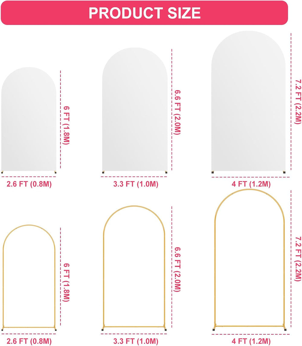 3 Pack Arch Backdrop Stand and Cover Set (7.2/6.6/6FT) Balloon Arch Stand