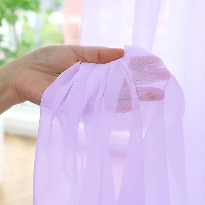 Window Purple Sheer Curtains 48 Inches Width 120 Inches Long 2 Panels Sheer Curtains Clear Curtains Basic Rod Pocket Panel for Home Living Room Bedroom Kids Room Yard Patio Parlor Sliding