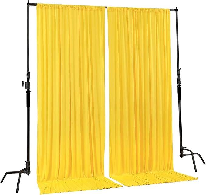 AK TRADING CO. 10 feet x 8 feet IFR Polyester Backdrop Drapes Curtains Panels with Rod Pockets - Wedding Ceremony Party Home Window Decorations - Lemon Yellow