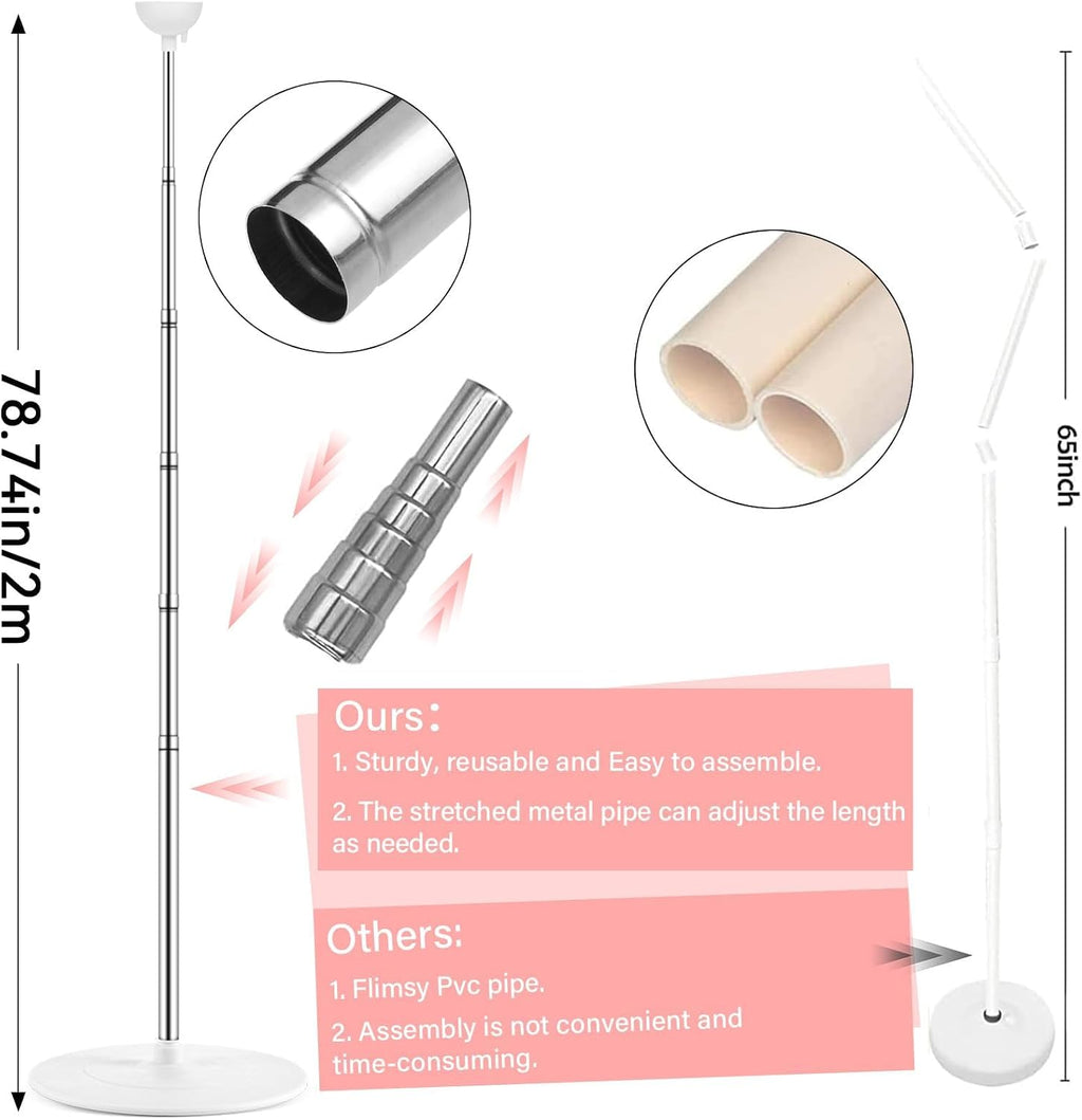 2 Sets Adjustable Balloon Column Stand Kit with Bases（ Rose Gold）