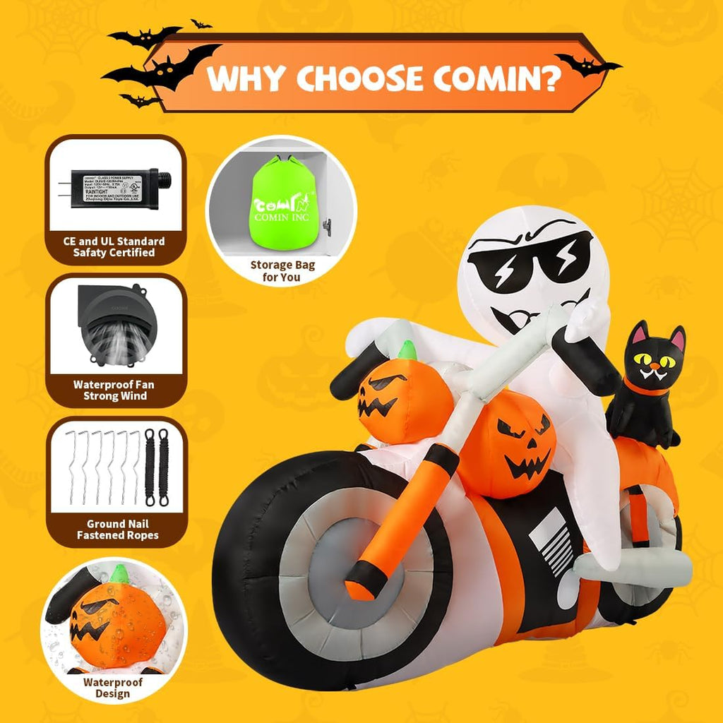 comin 6 ft halloween inflatables ghost outdoor decorations, package contents