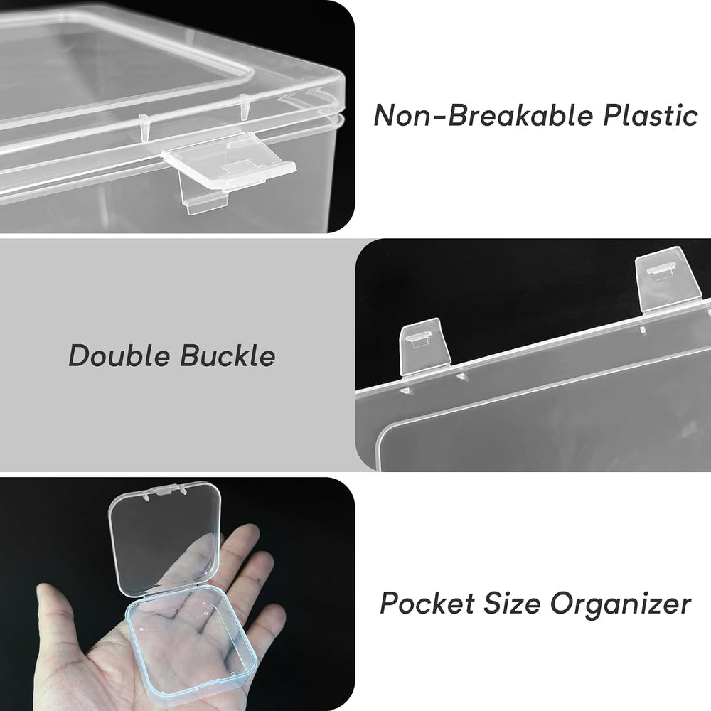 Guyuyii 93 Clear Plastic Bead Storage Containers with Hinged Lids & Labels